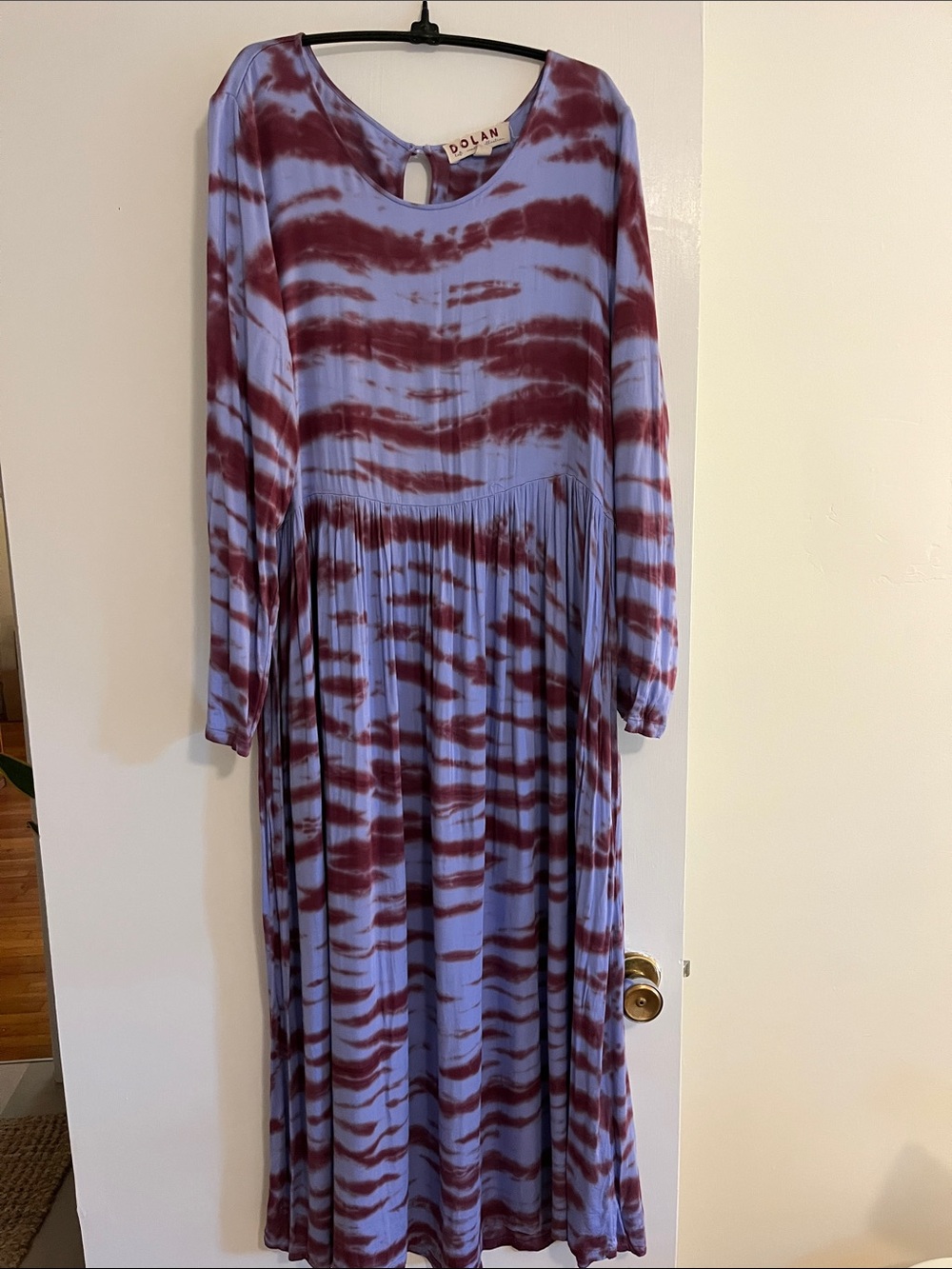 dolan Lavender & Maroon Tie-Dye Long Sleeve Maxi Dress Anthropologie